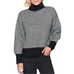HARCOUR EQUESTRIAN NWT Black White Houndstooth Turtleneck Knit Poulain Sweater M